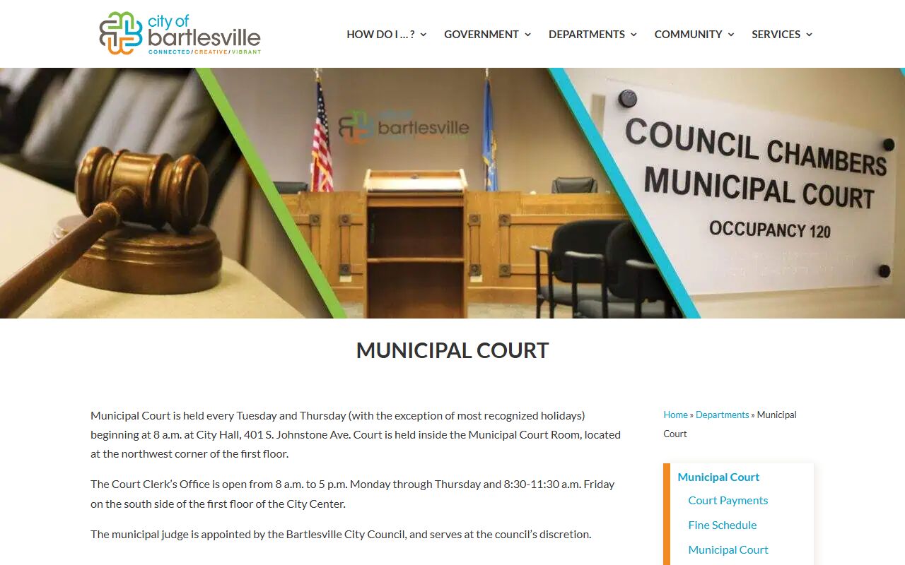 Bartlesville court docket municipal court website