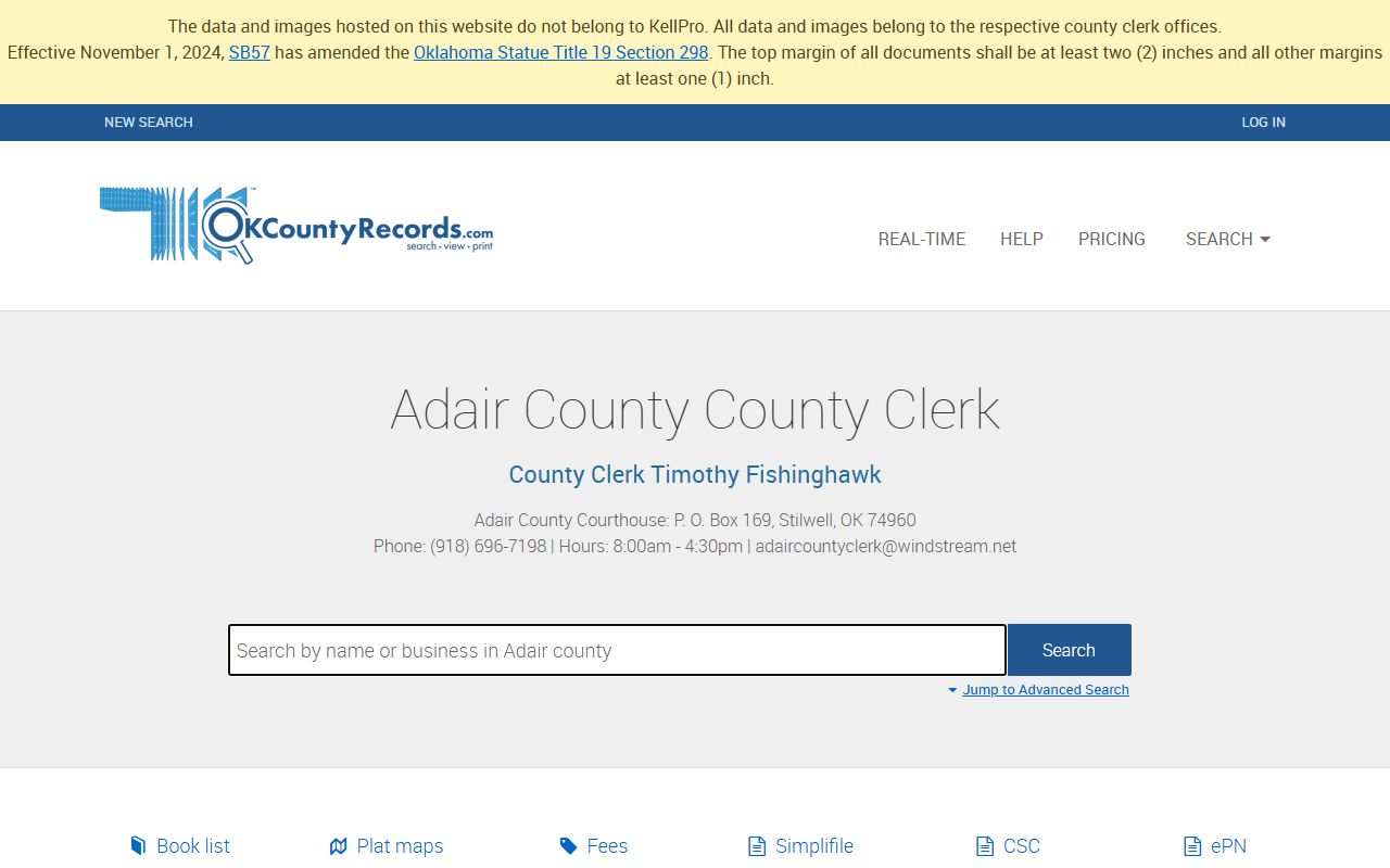 Adair County land records search for court docket research