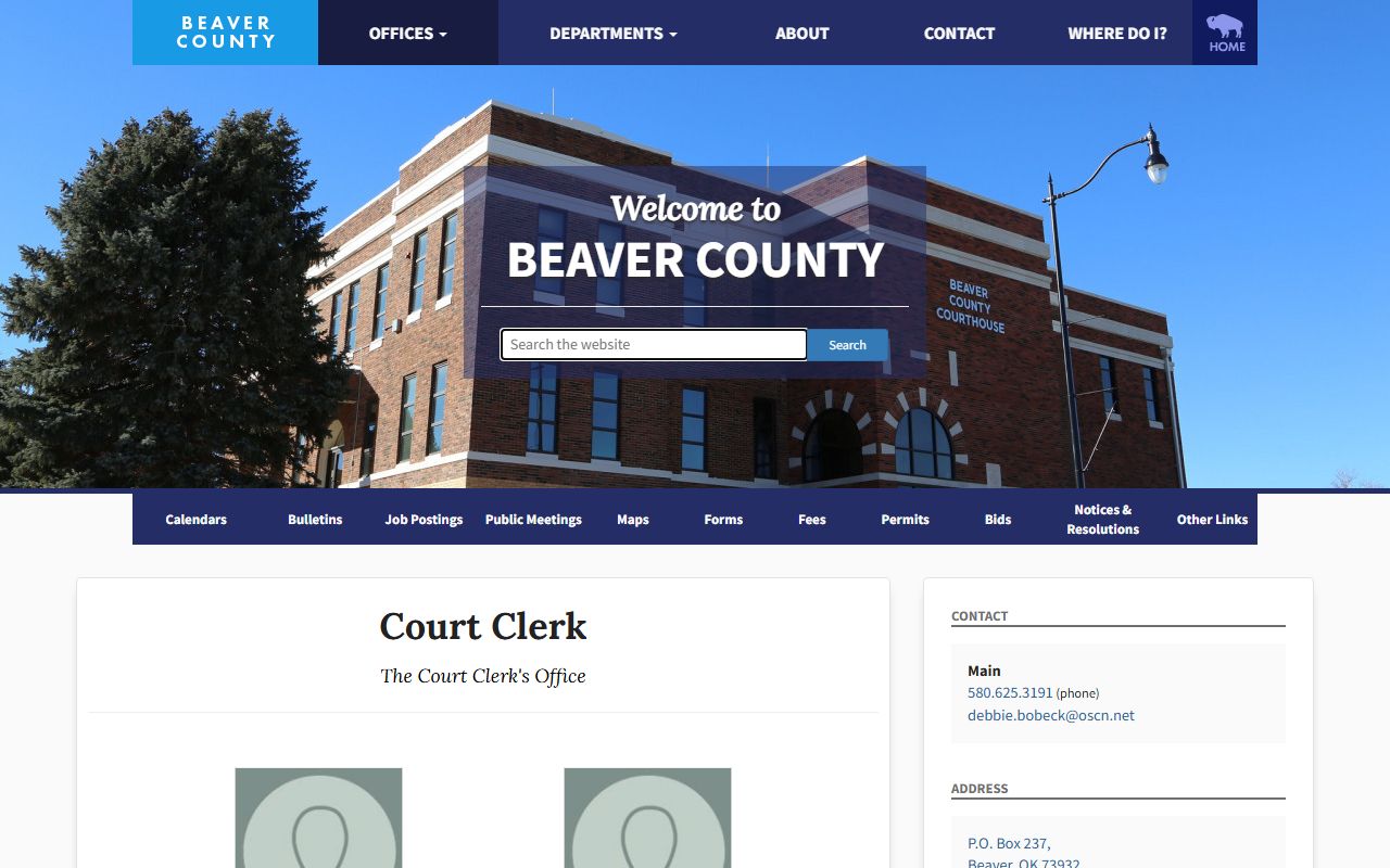 Beaver County Court Clerk office for court docket records