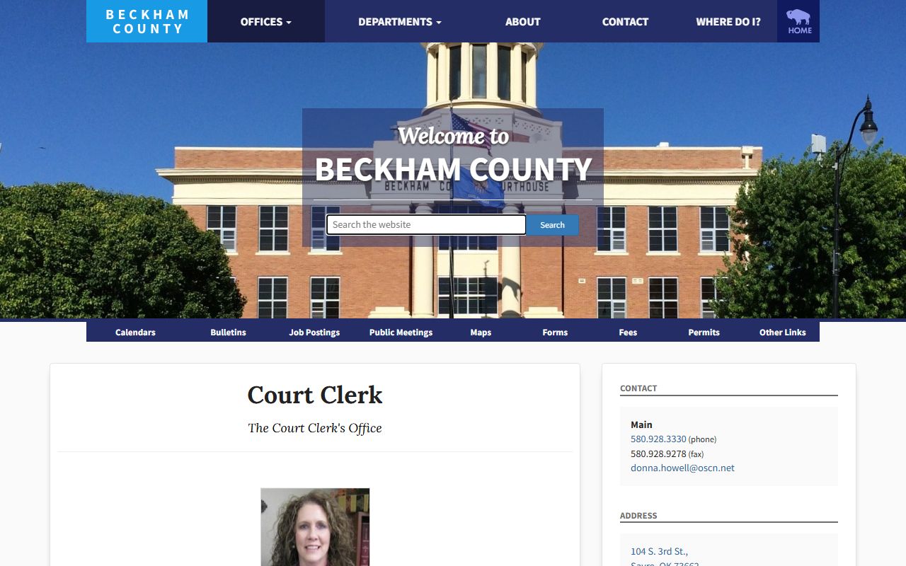 Beckham County Court Clerk information for court docket access