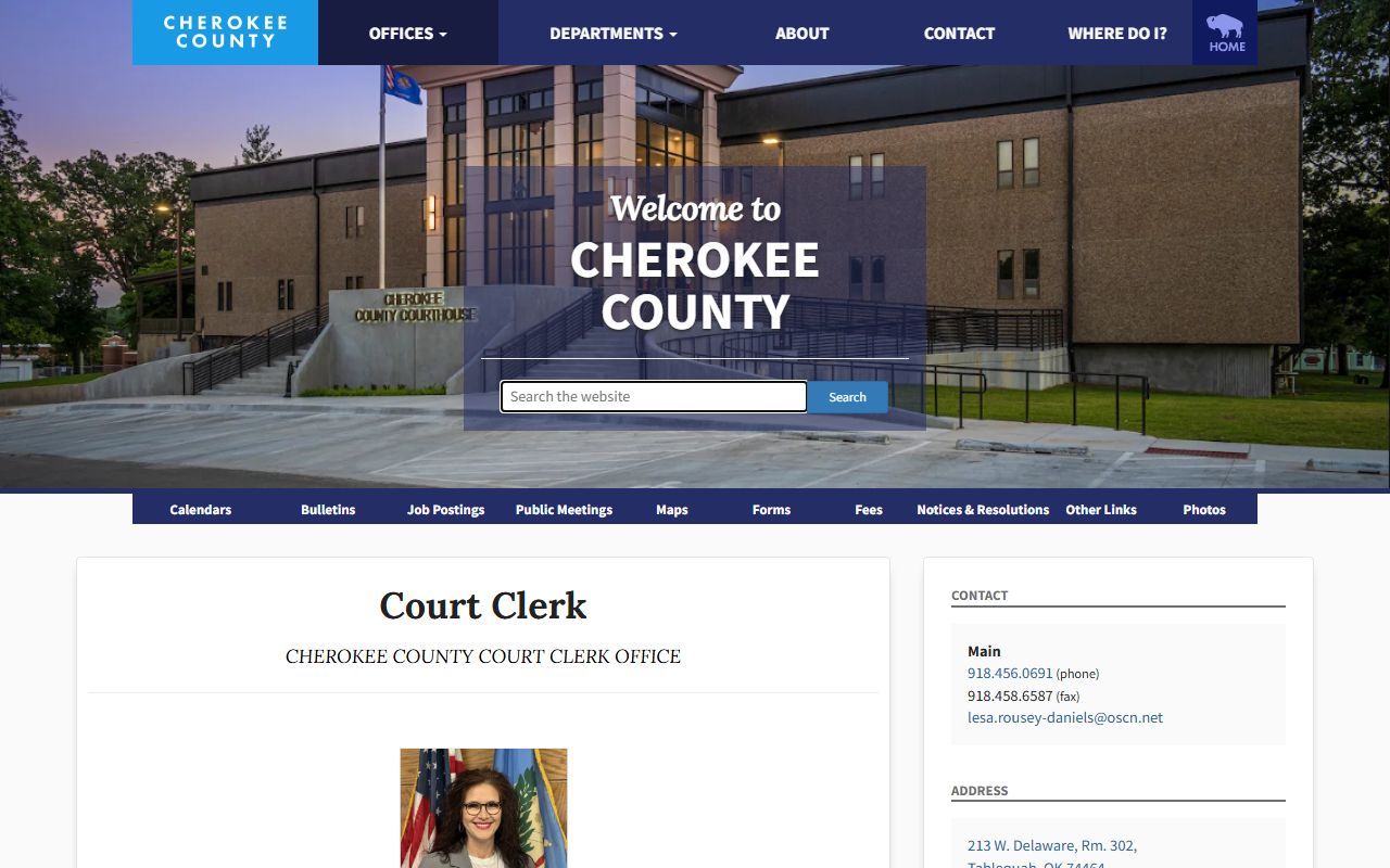 Cherokee County court docket clerk office details