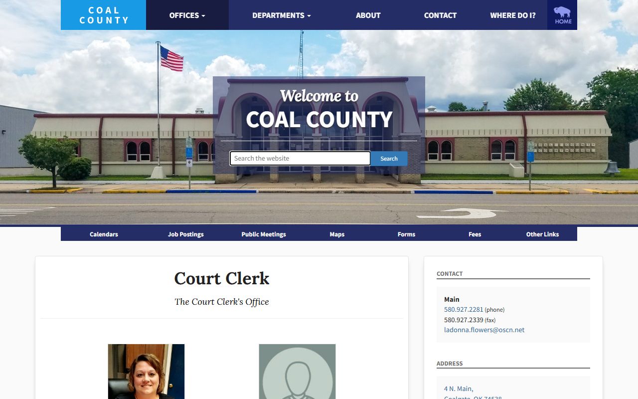 Coal County court docket clerk office details