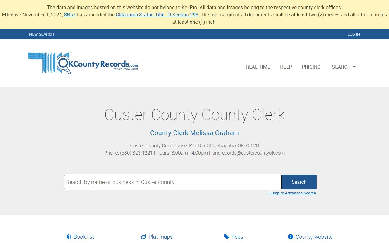 Custer County land records search for court docket related documents