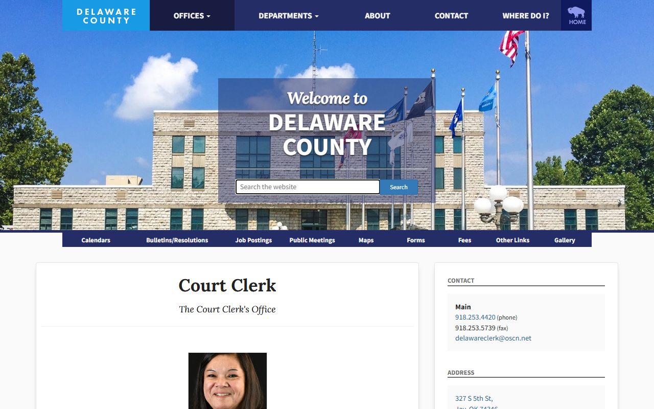Delaware County Court Clerk official page for court docket records