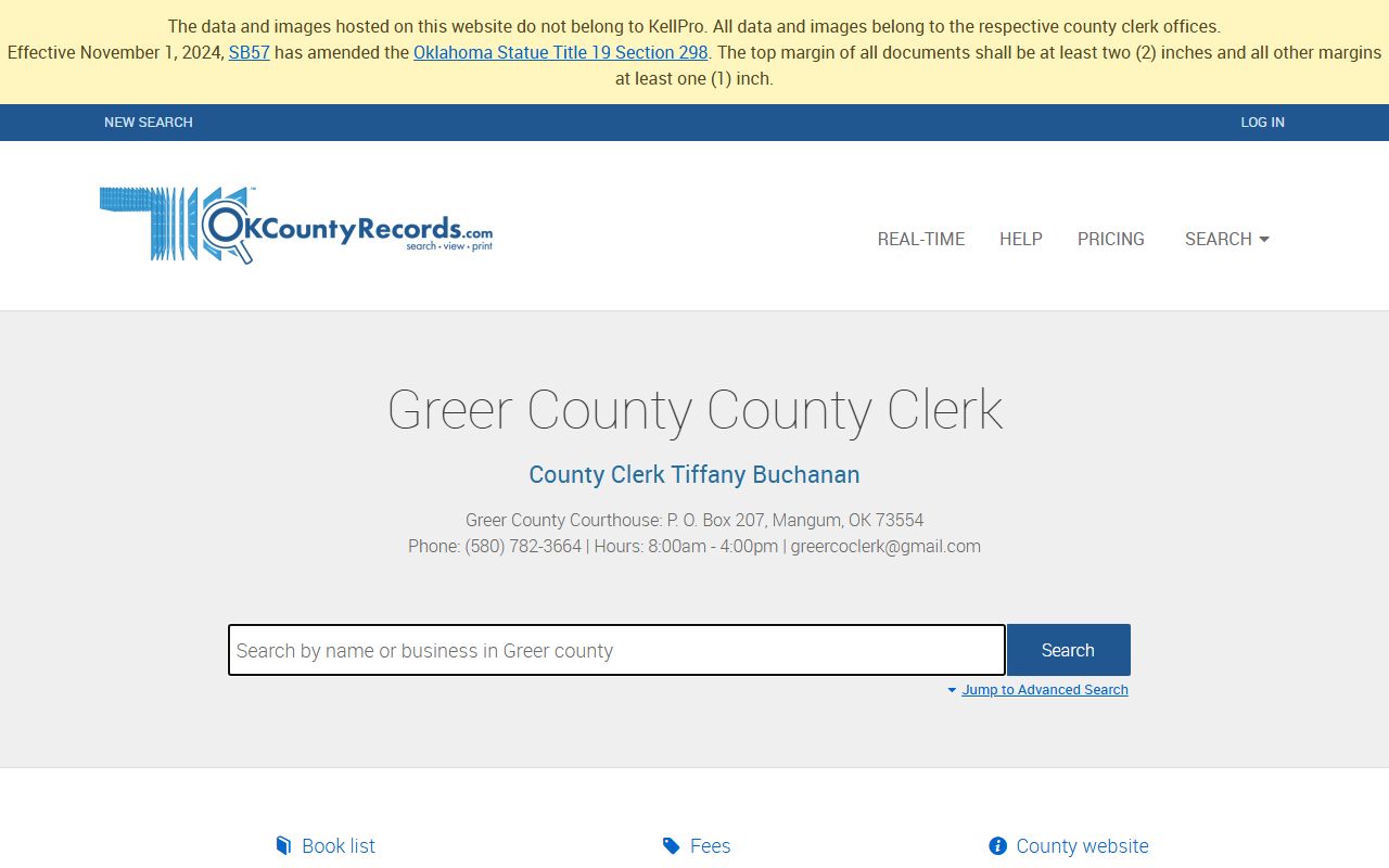 Greer County land records search related to court docket cases