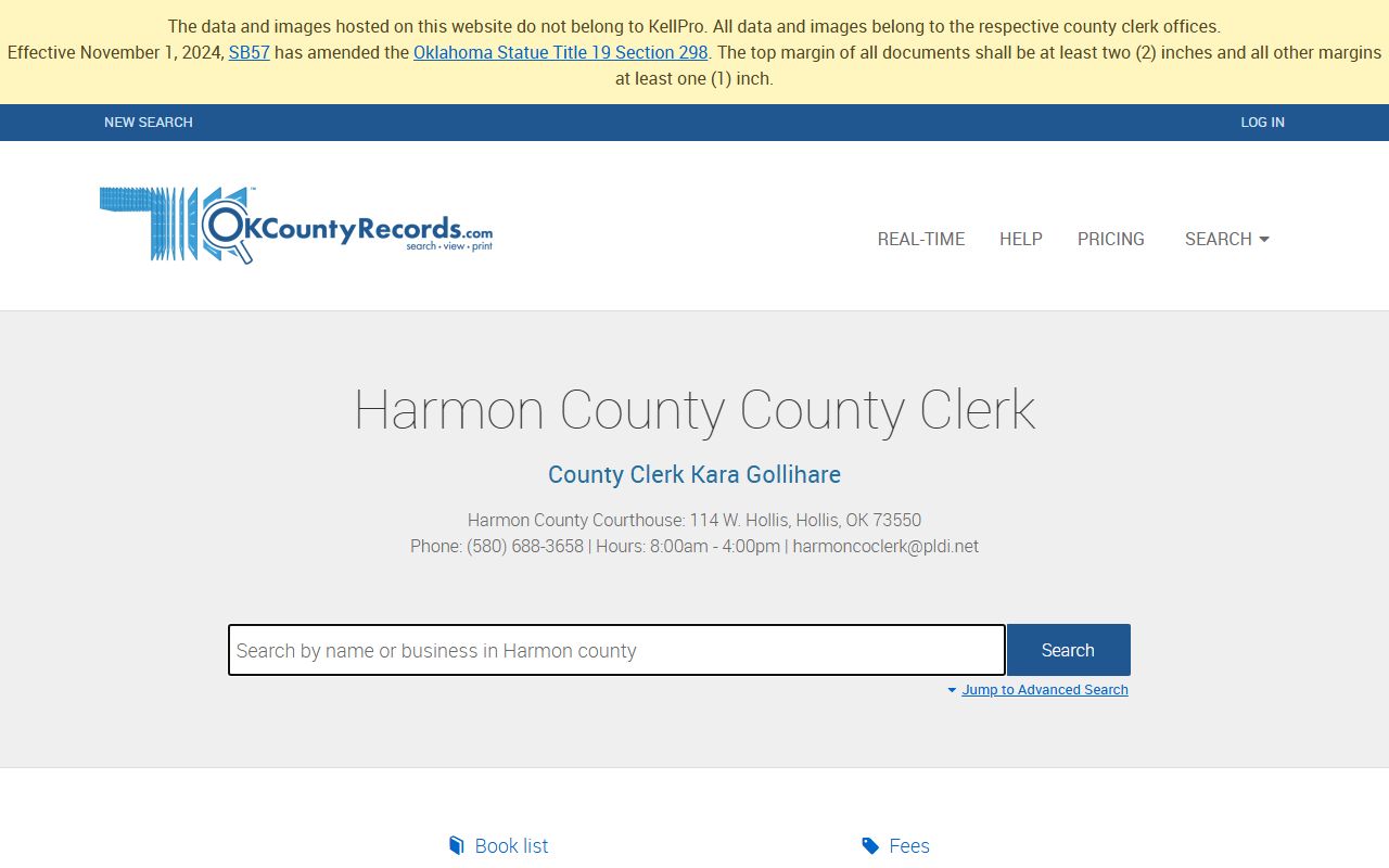 Harmon County land records search for court docket related documents