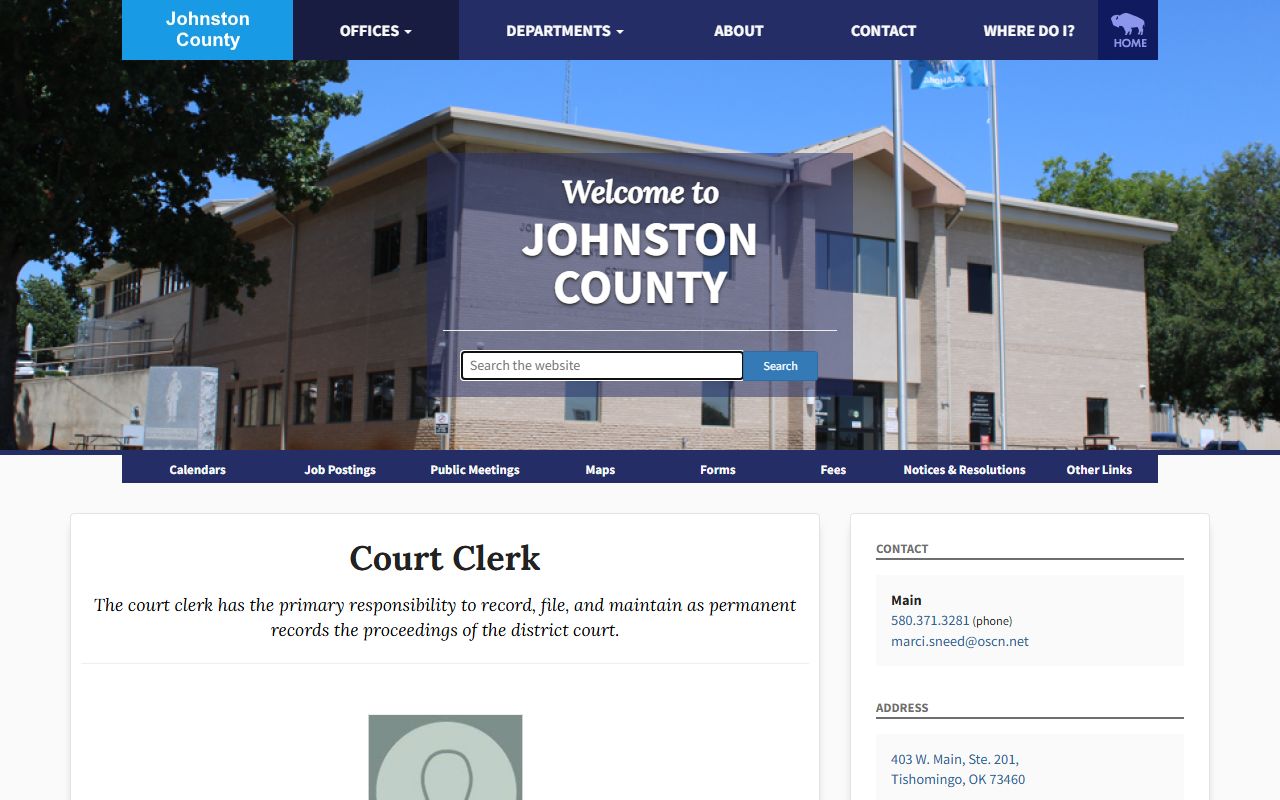 Johnston County Court Clerk official page