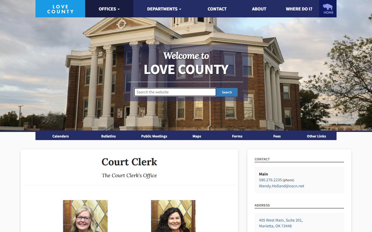 Love County court docket clerk office