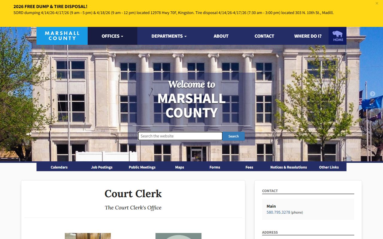 Marshall County court docket clerk office