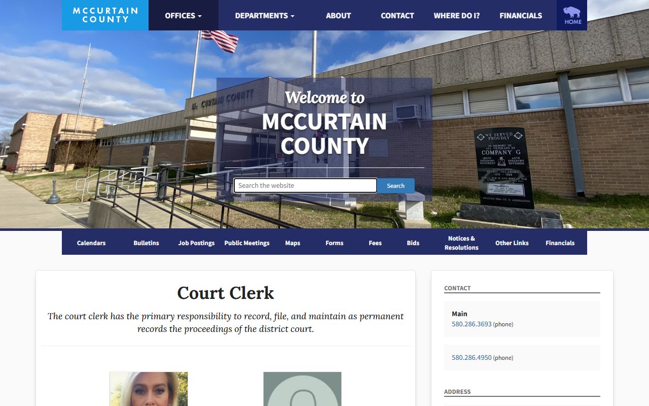 McCurtain County Court Clerk official page