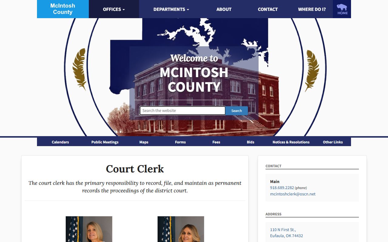 McIntosh County Court Clerk official page