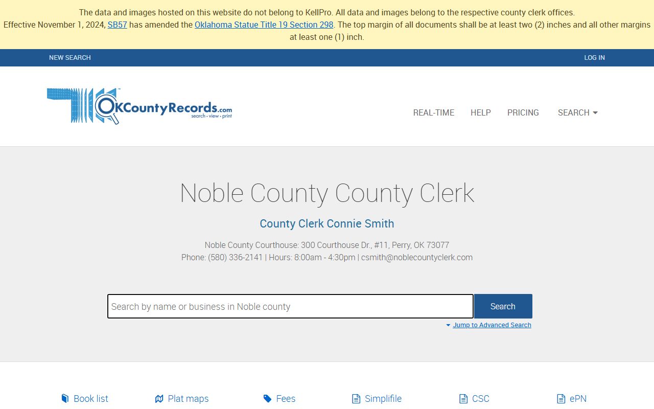 Noble County land records search