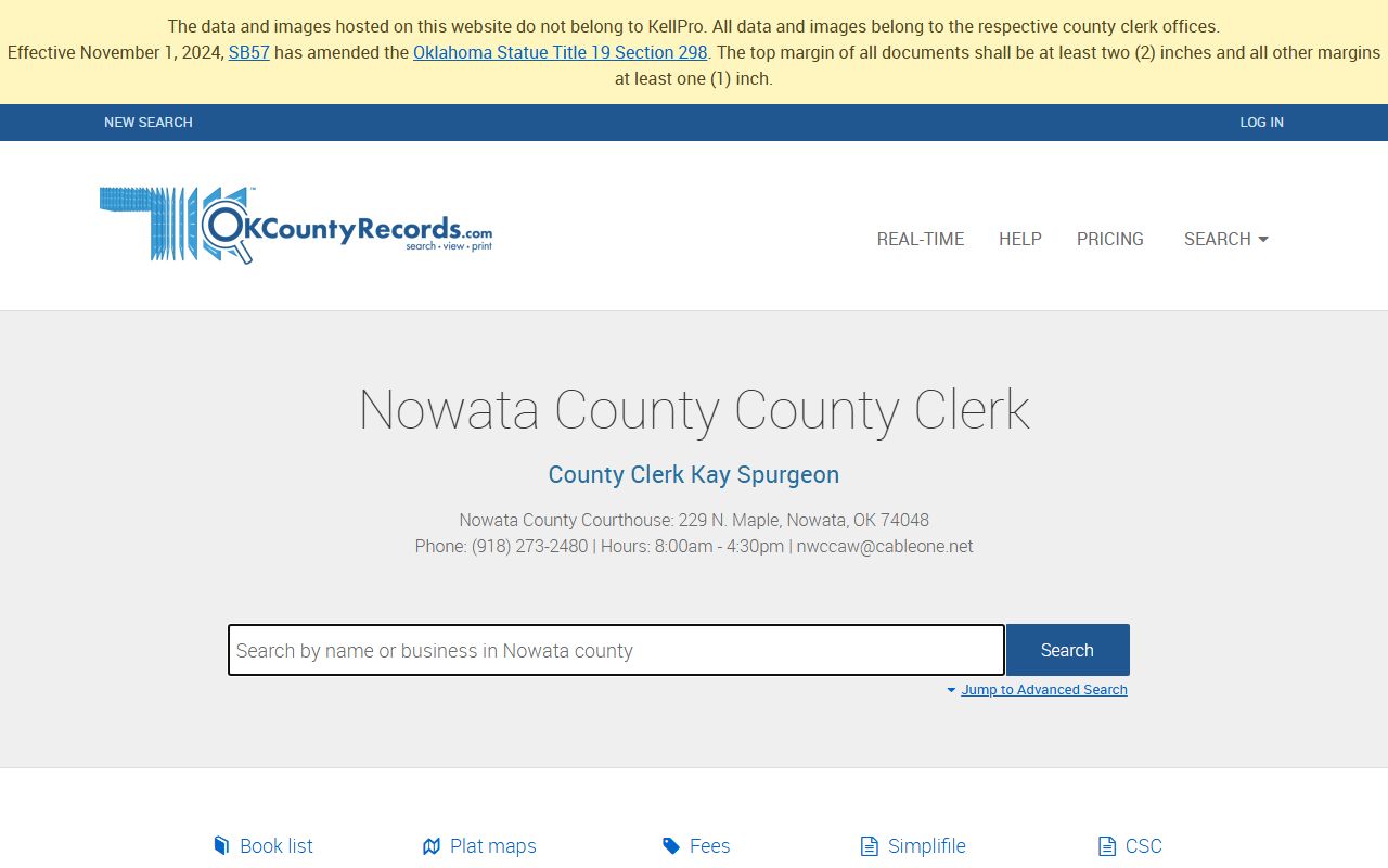 Nowata County land records search