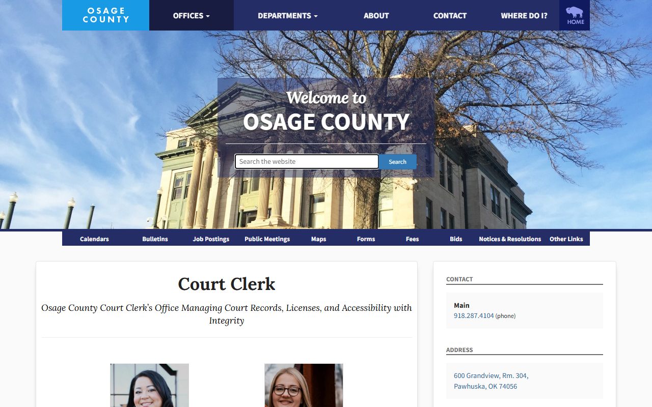 Osage County Court Clerk official page