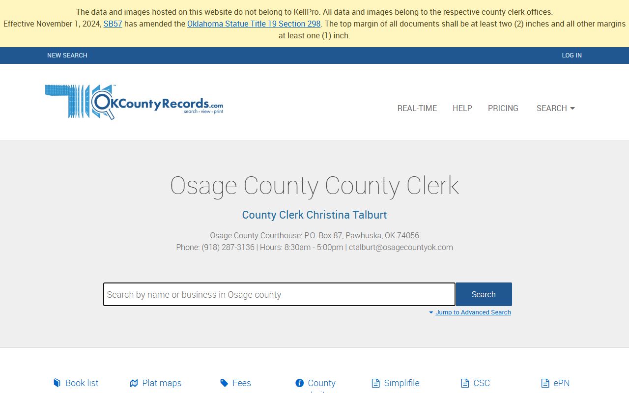 Osage County land records search portal