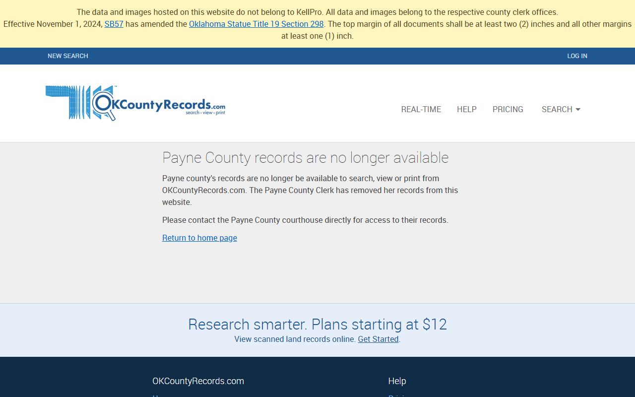 Payne County land records search portal