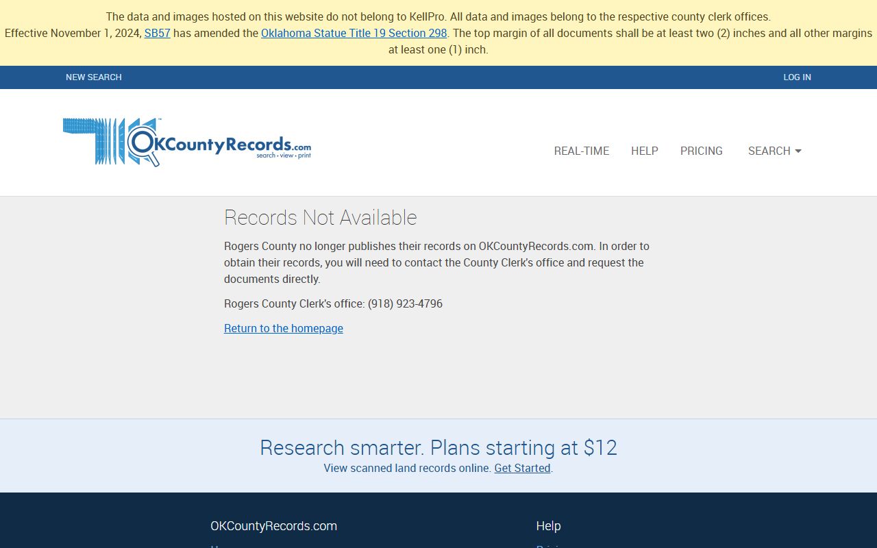 Rogers County land records search portal