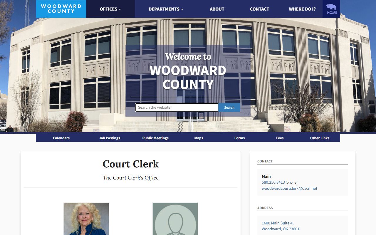 Woodward County court docket clerk website in Oklahoma