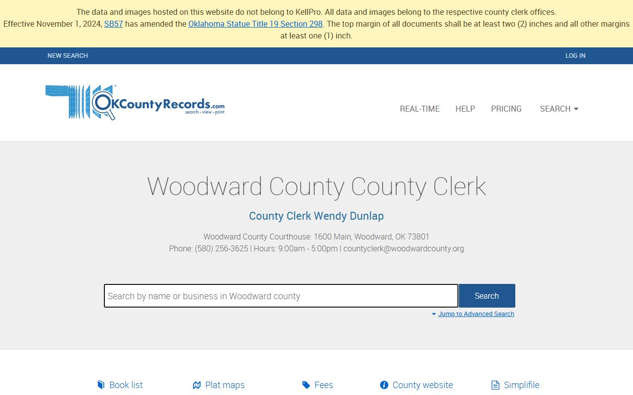 Woodward County land records search related to court docket in Oklahoma