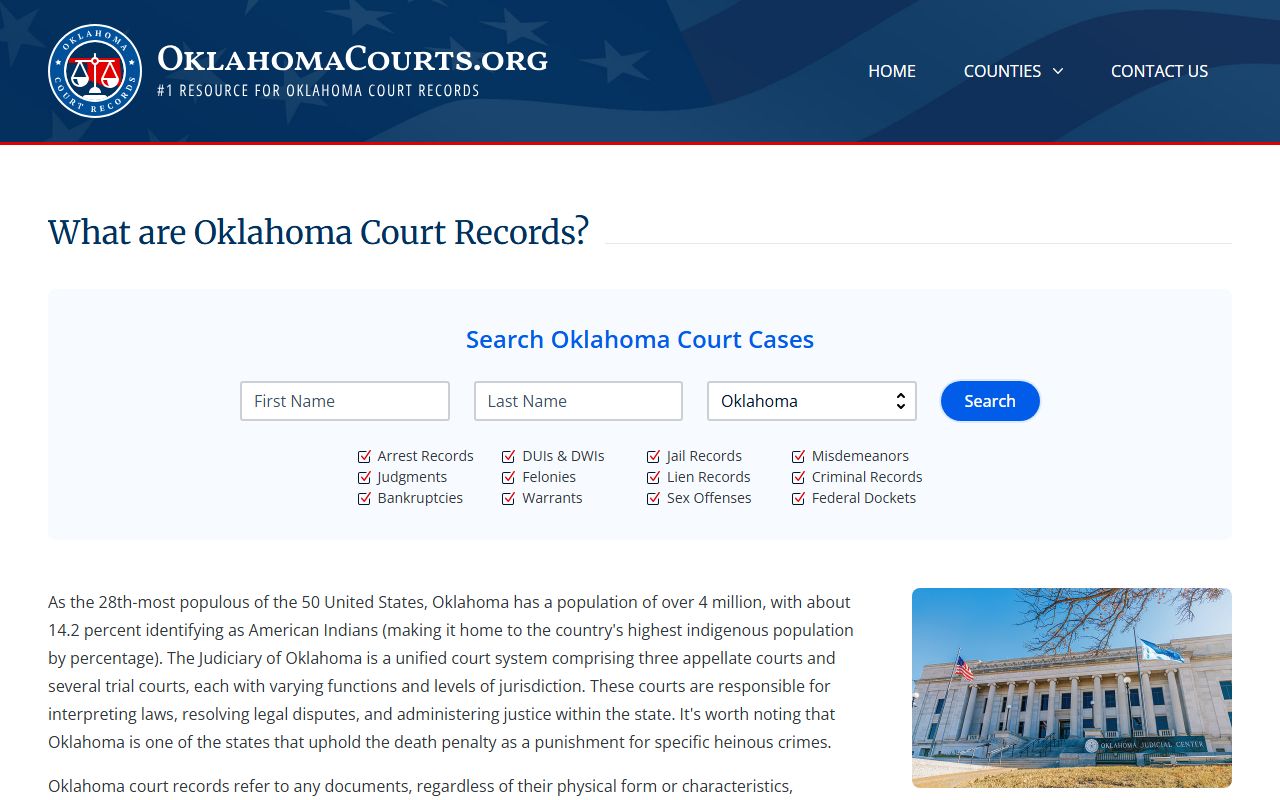 Jenks court docket record types