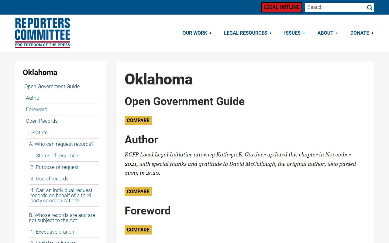 Oklahoma Open Records Act court docket access guide